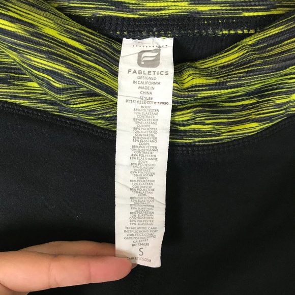 Fabletics Black and Yellow Ankle Zip Full Leggings - Picture 6 of 8
